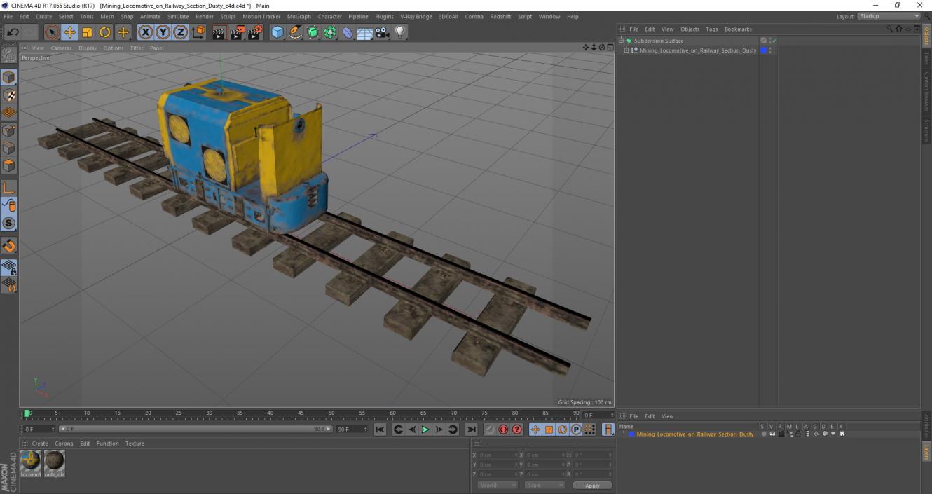 Mining Locomotive on Railway Section Dusty 3D