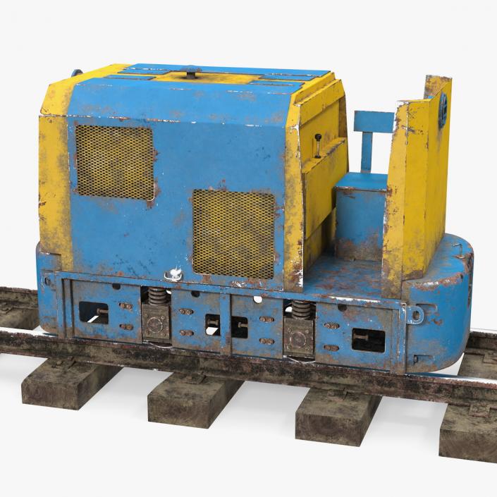 Mining Locomotive on Railway Section Dusty 3D