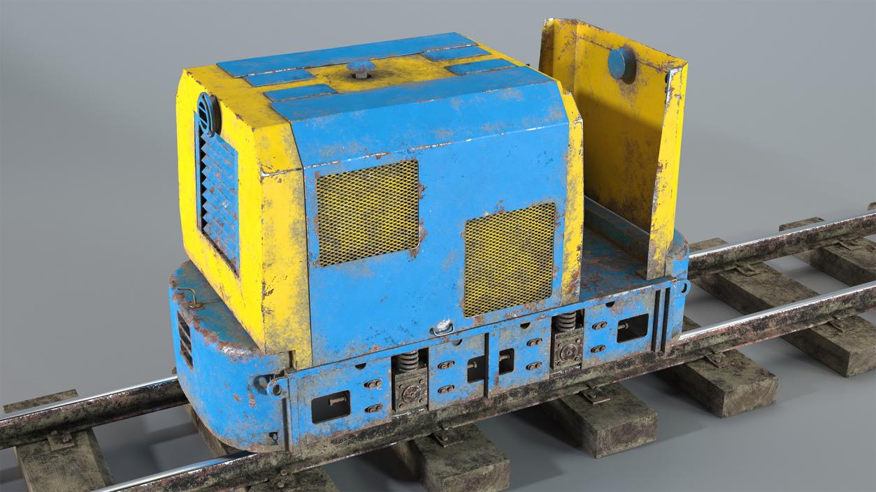 Mining Locomotive on Railway Section Dusty 3D