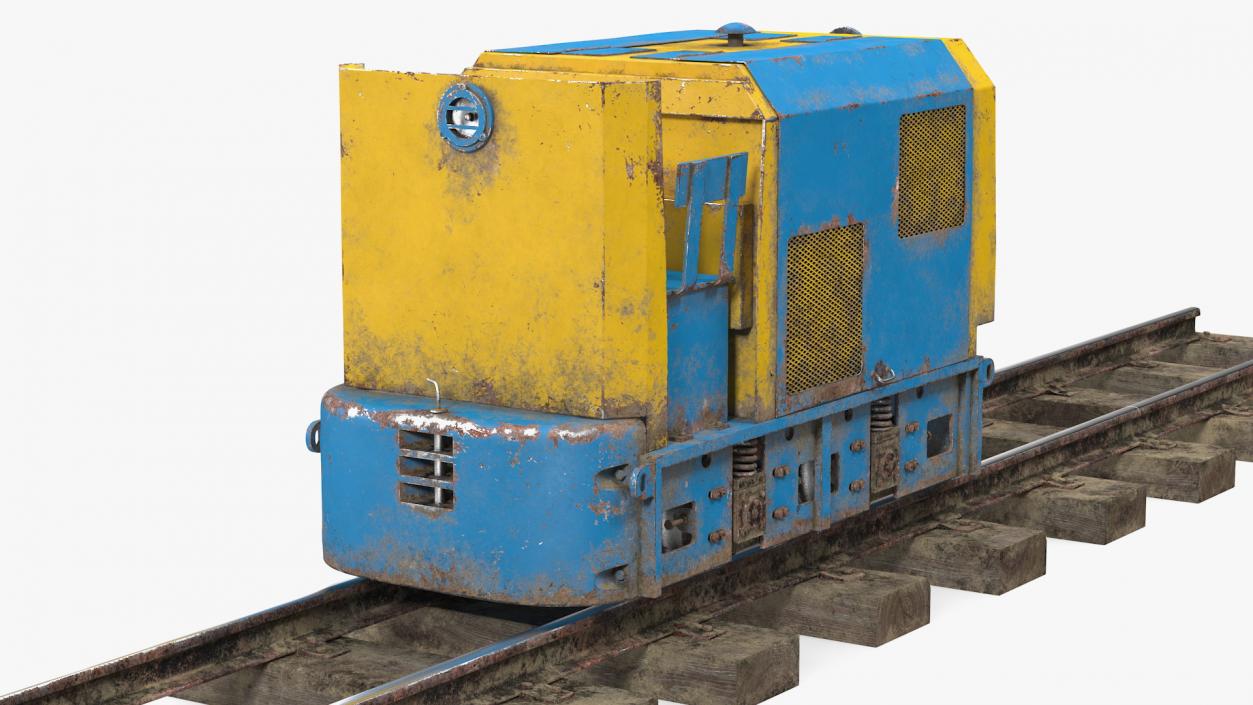 Mining Locomotive on Railway Section Dusty 3D