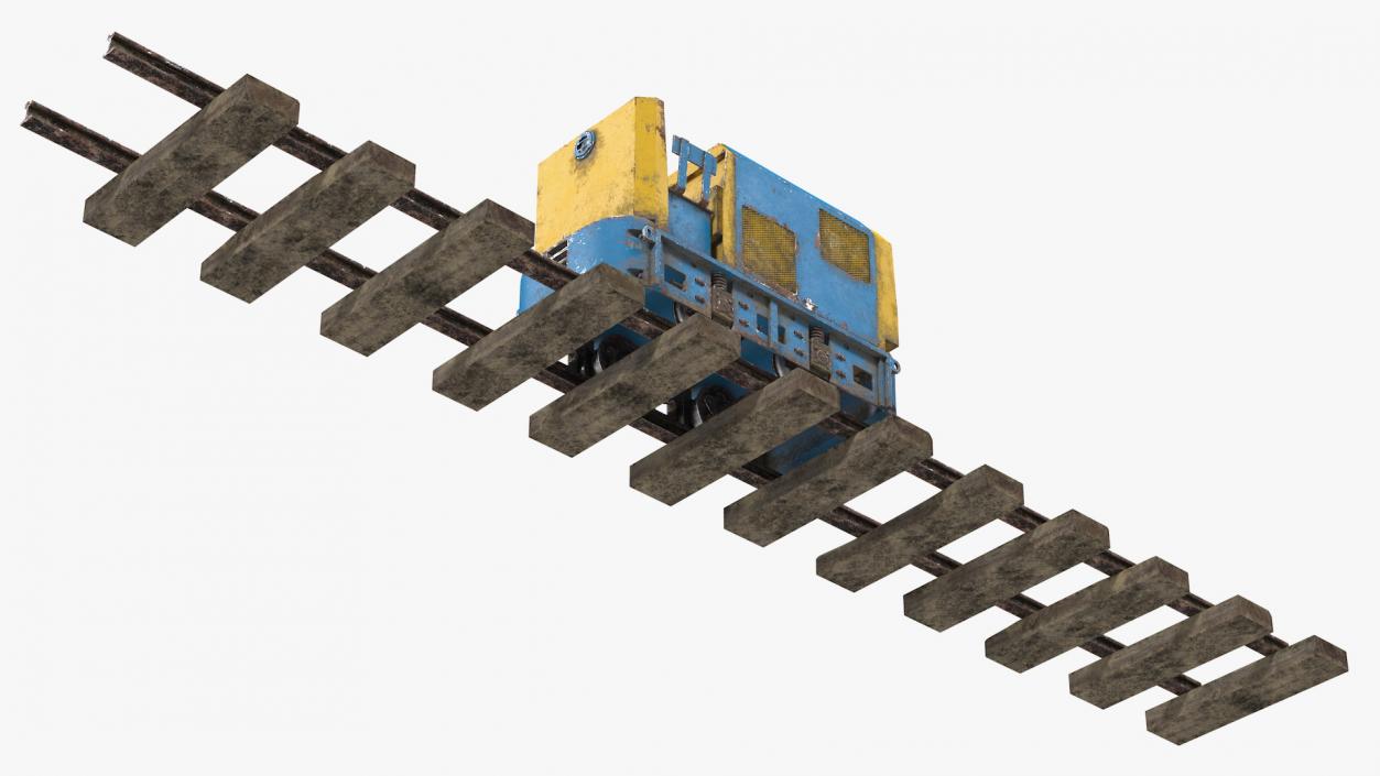 Mining Locomotive on Railway Section Dusty 3D