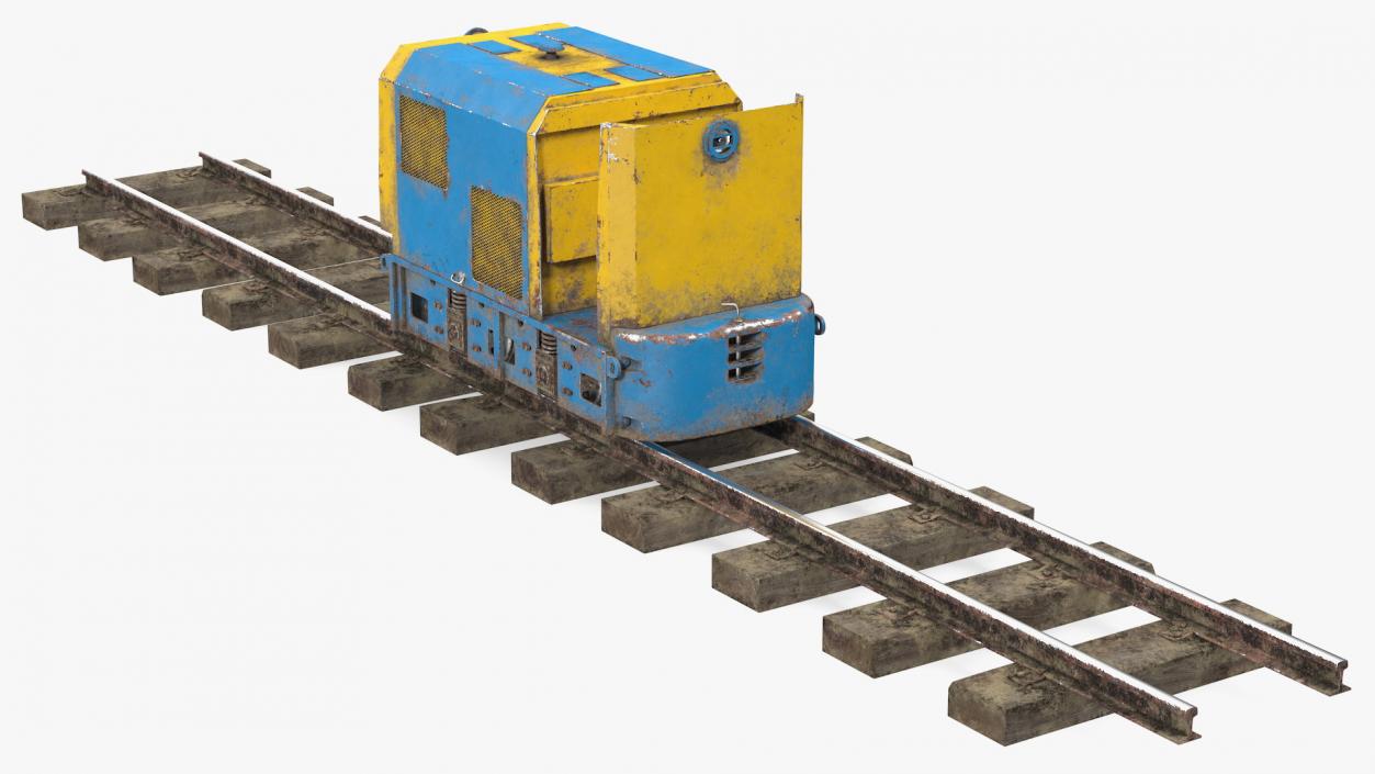 Mining Locomotive on Railway Section Dusty 3D