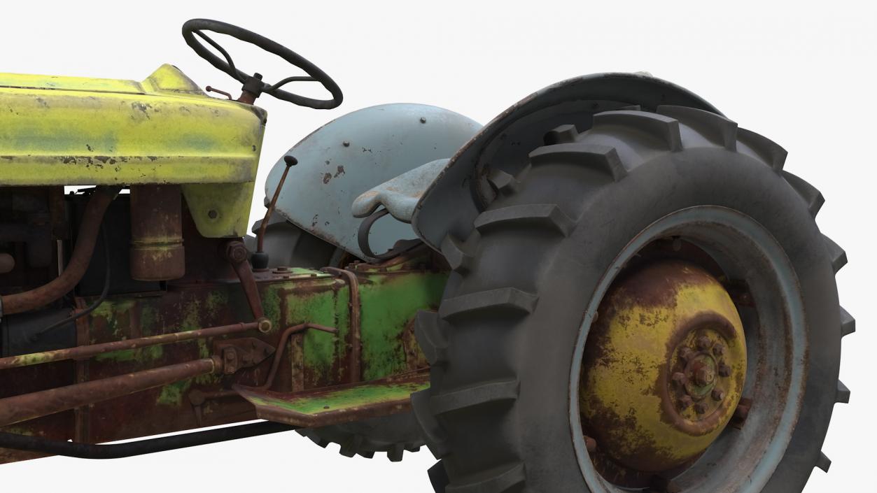 3D Old Vintage Tractor Rigged