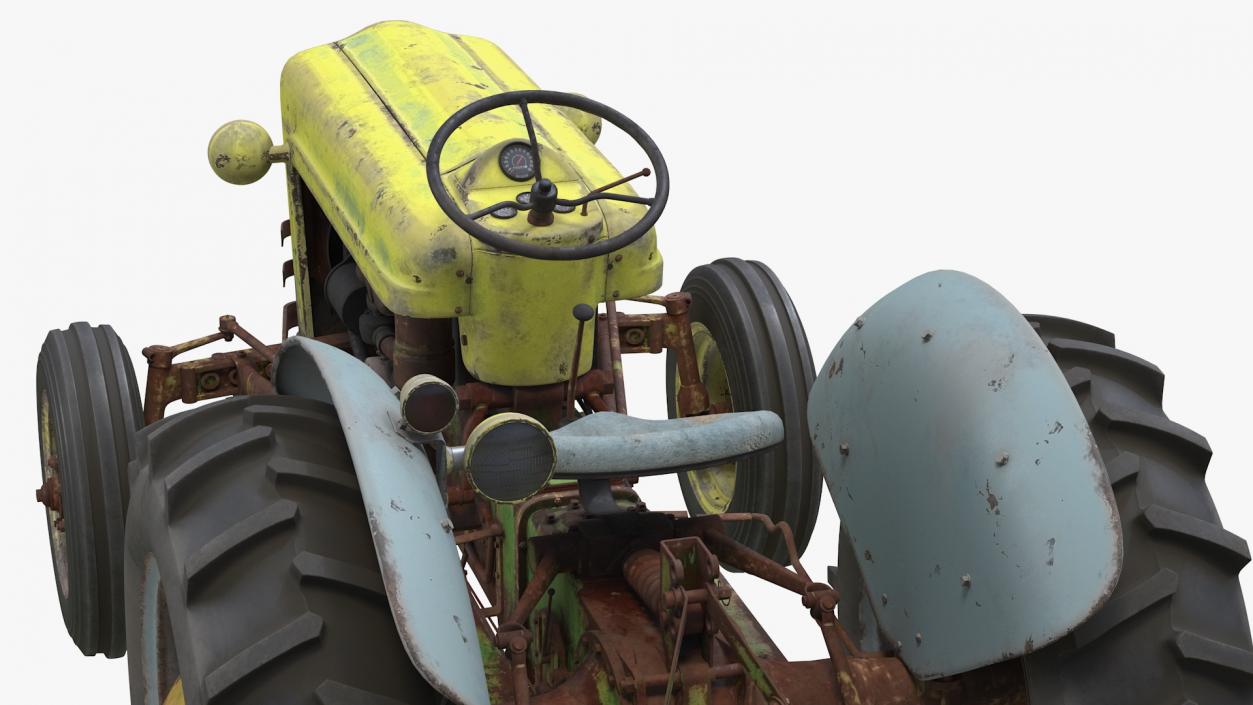 3D Old Vintage Tractor Rigged