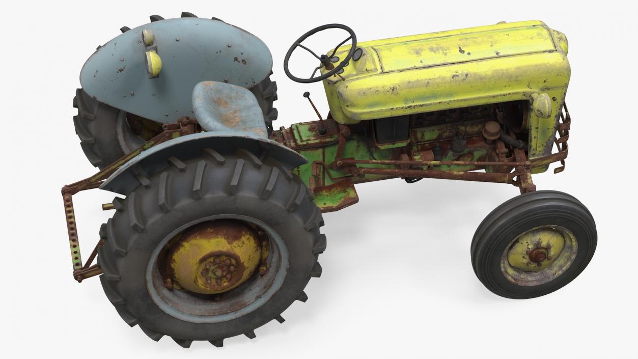 3D Old Vintage Tractor Rigged