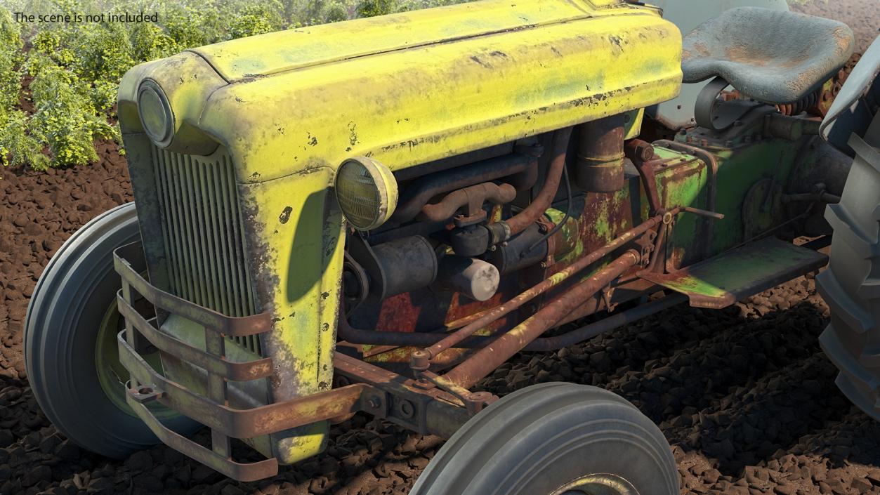 3D Old Vintage Tractor Rigged