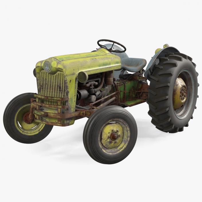 3D Old Vintage Tractor Rigged