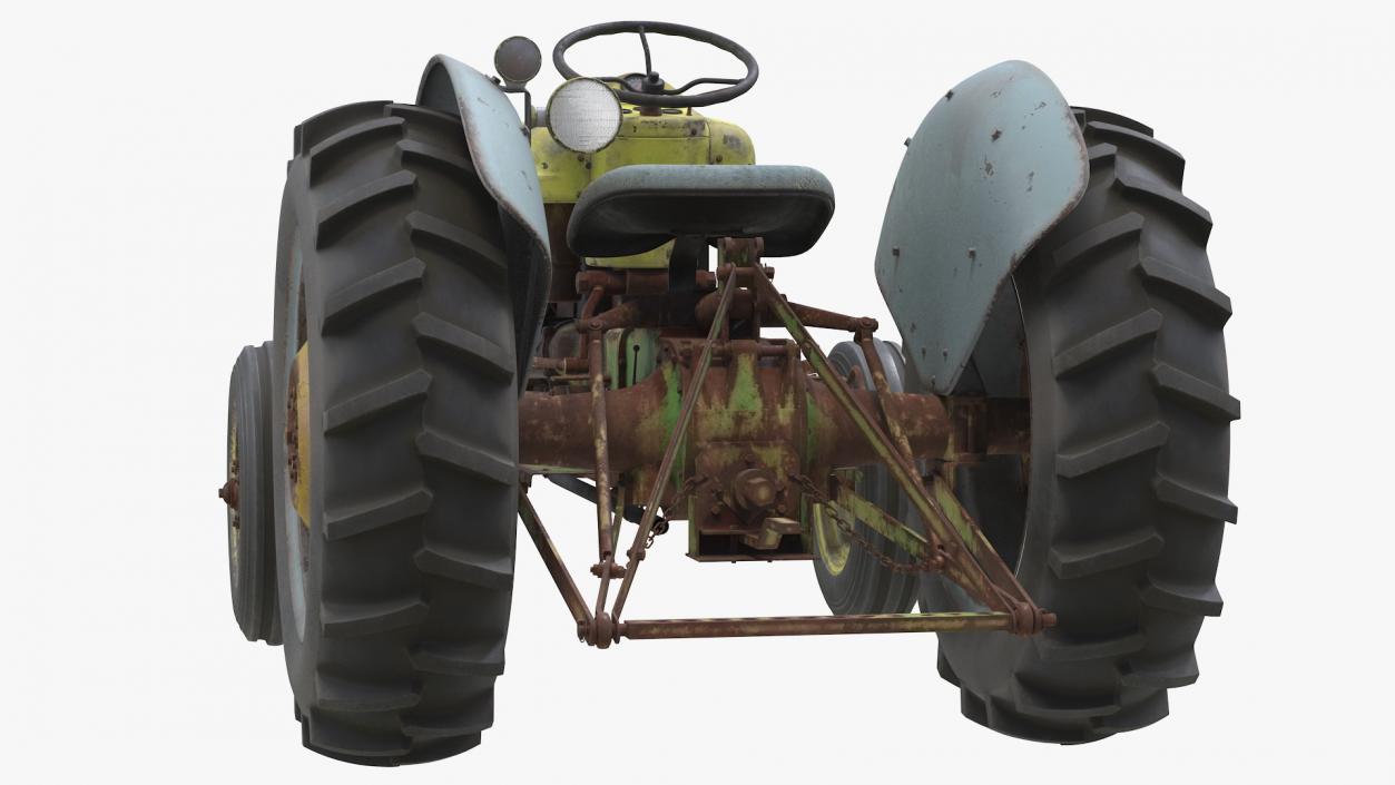 3D Old Vintage Tractor Rigged