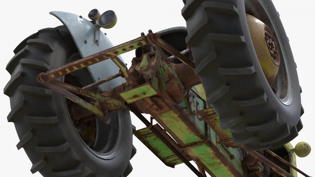 3D Old Vintage Tractor Rigged