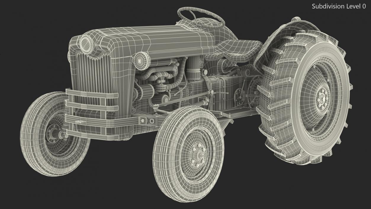 3D Old Vintage Tractor Rigged