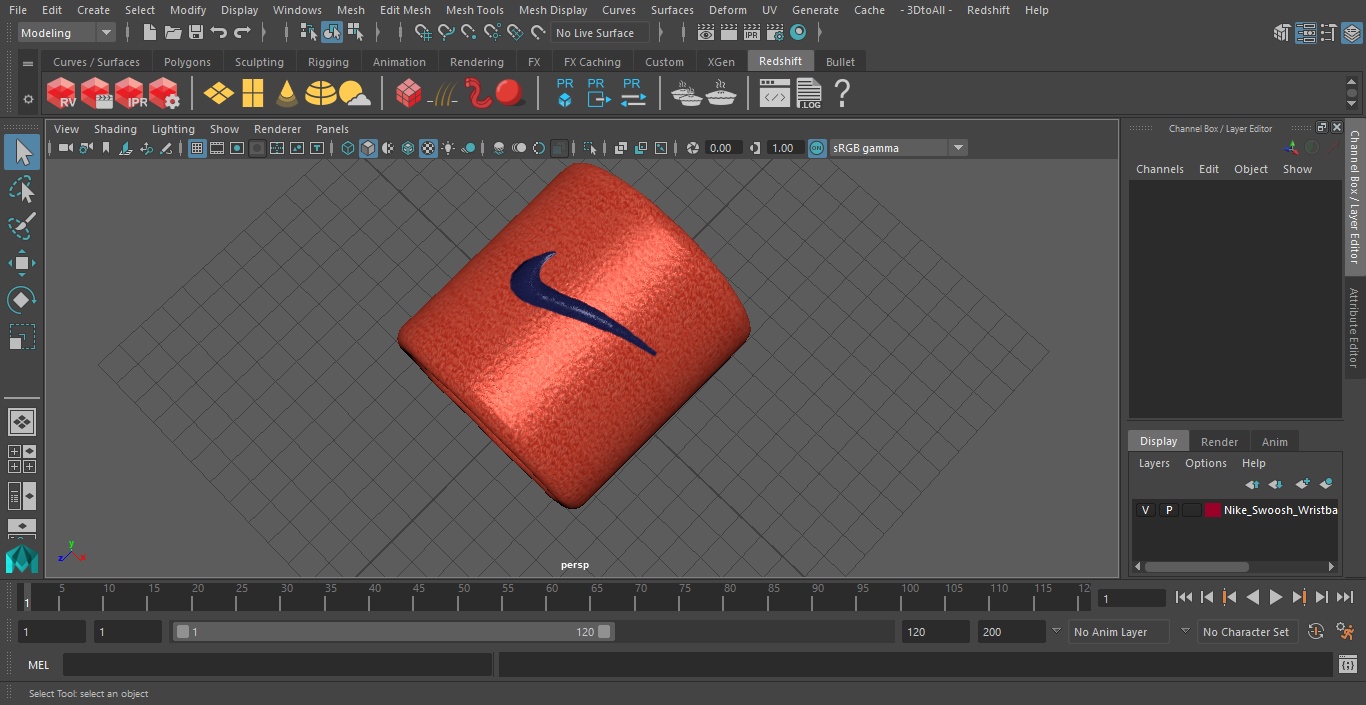 3D model Nike Swoosh Wristband Red