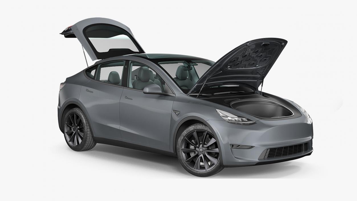 3D Tesla Model Y Silver Rigged for Maya