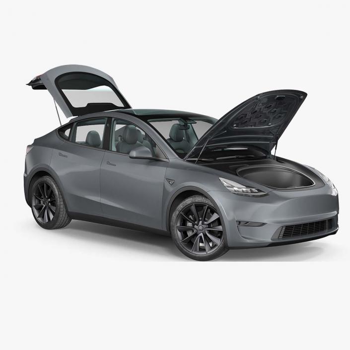 3D Tesla Model Y Silver Rigged for Maya