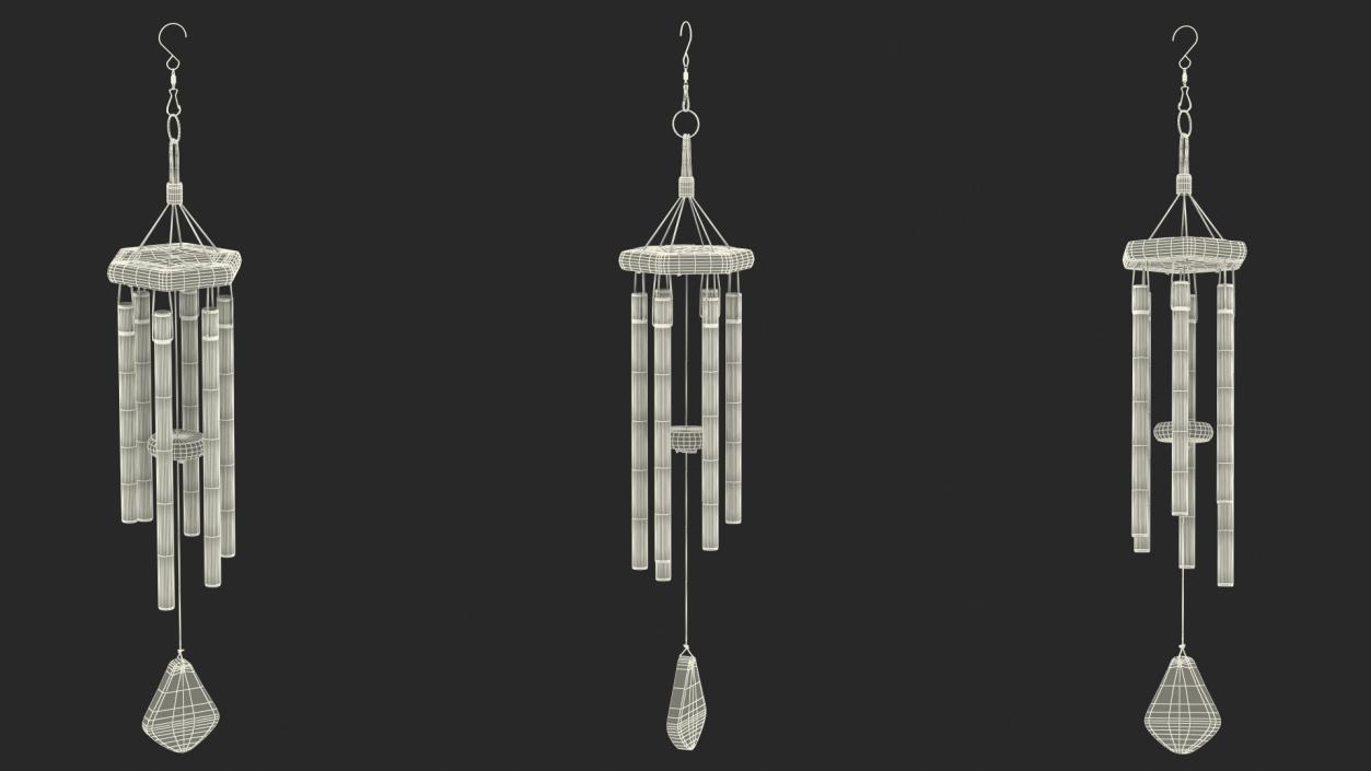 Chrome Plated Wind Chime 3D model