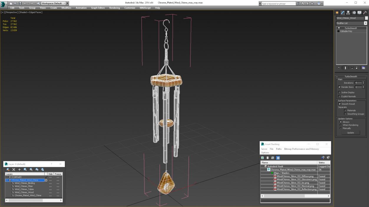 Chrome Plated Wind Chime 3D model