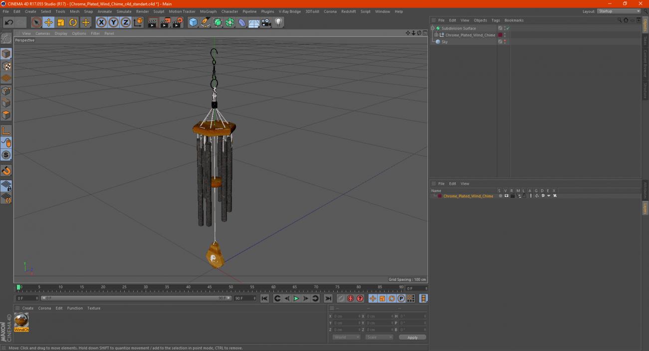 Chrome Plated Wind Chime 3D model