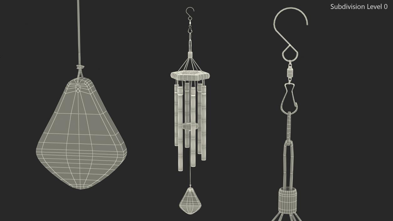 Chrome Plated Wind Chime 3D model