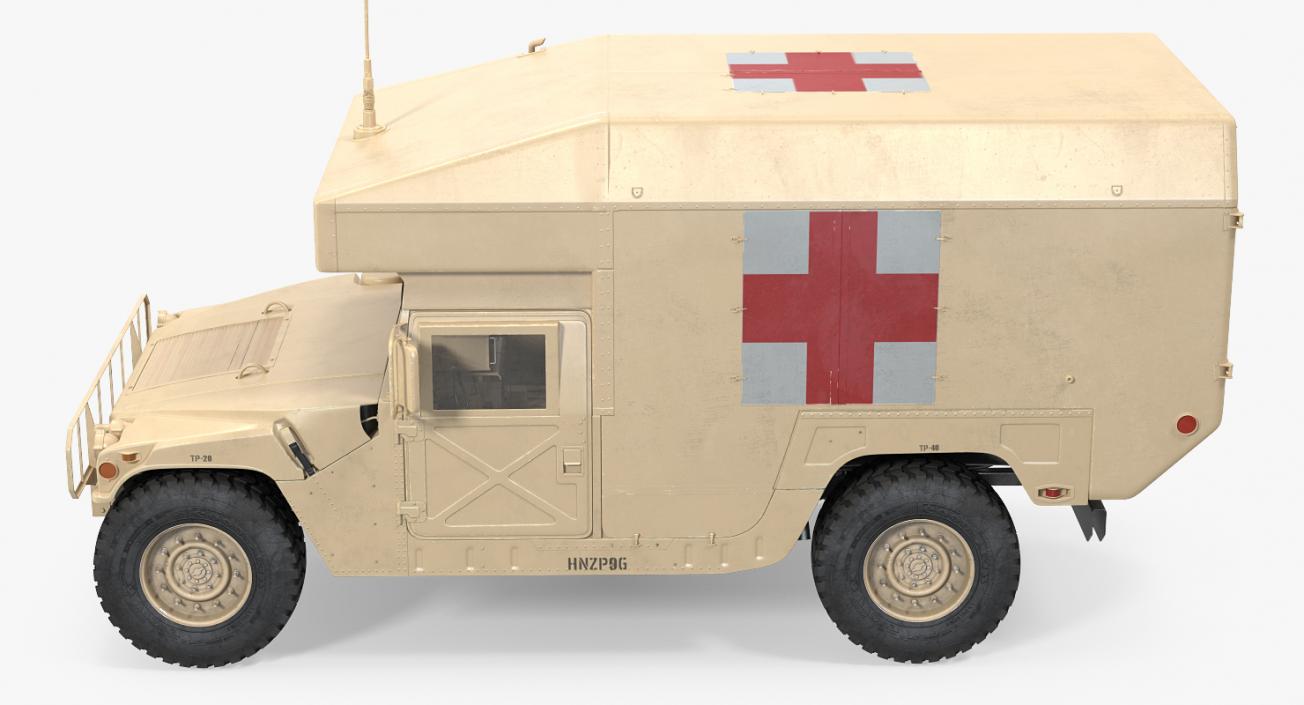 3D Ambulance Car HMMWV m997 Desert