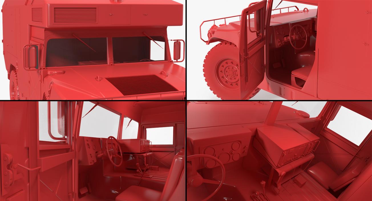 3D Ambulance Car HMMWV m997 Desert