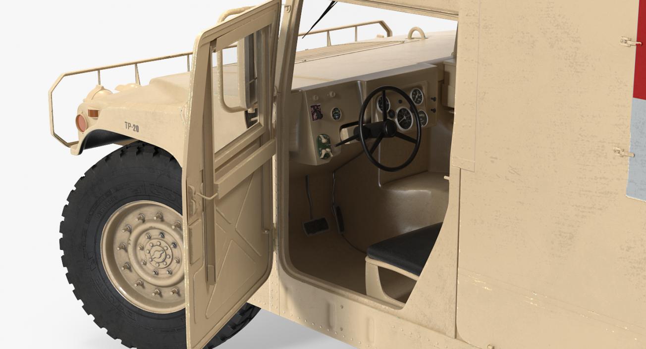 3D Ambulance Car HMMWV m997 Desert