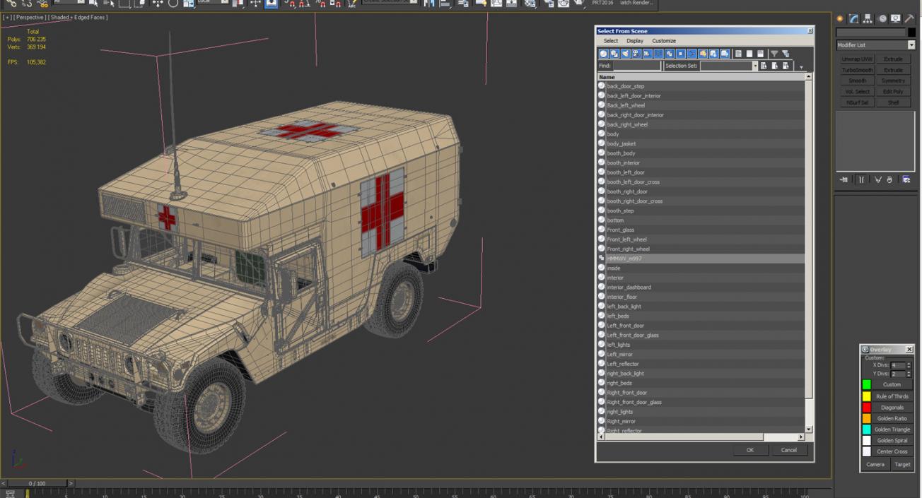 3D Ambulance Car HMMWV m997 Desert