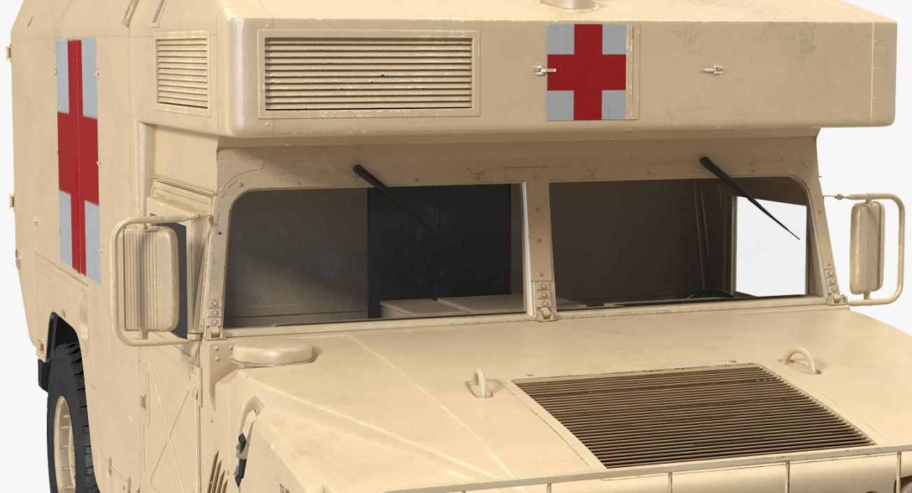 3D Ambulance Car HMMWV m997 Desert