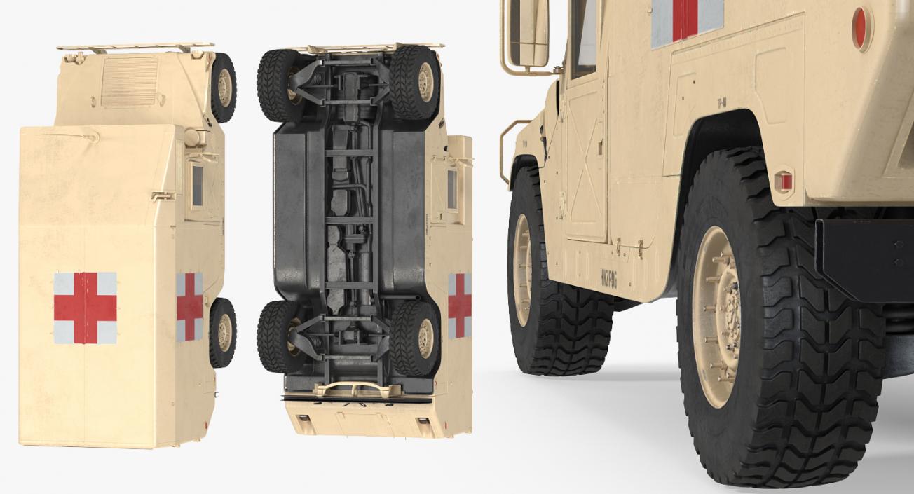 3D Ambulance Car HMMWV m997 Desert