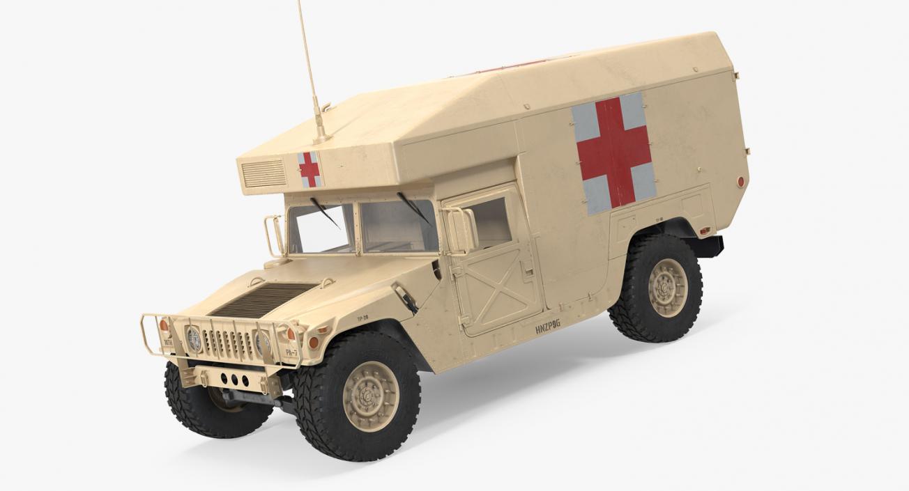 3D Ambulance Car HMMWV m997 Desert