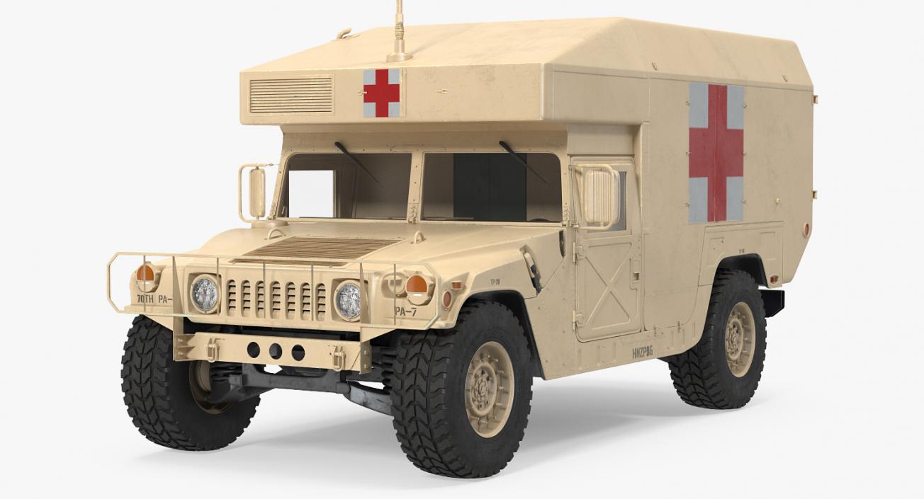 3D Ambulance Car HMMWV m997 Desert