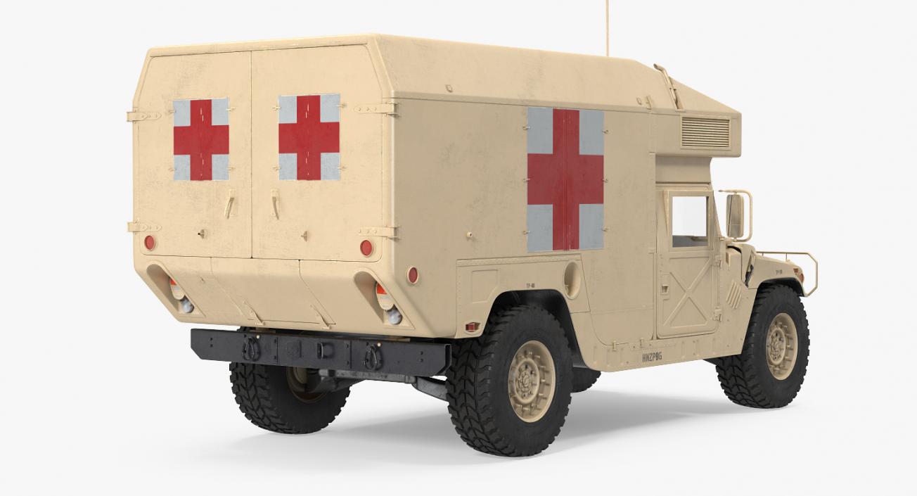 3D Ambulance Car HMMWV m997 Desert