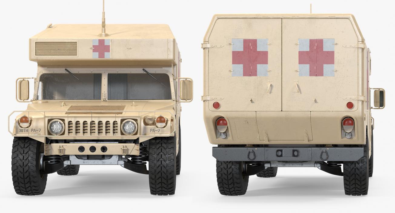 3D Ambulance Car HMMWV m997 Desert