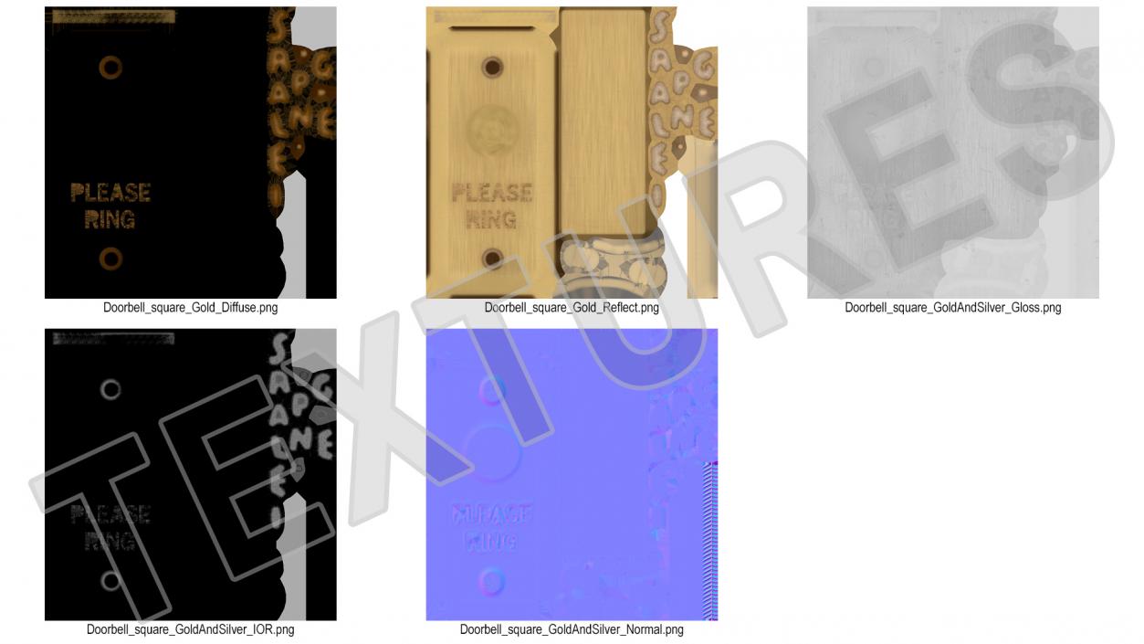 3D model Rectangular Doorbell Gold