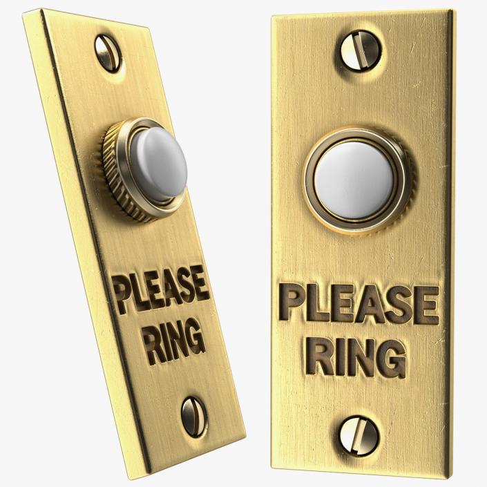 3D model Rectangular Doorbell Gold