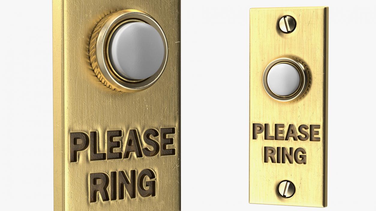 3D model Rectangular Doorbell Gold