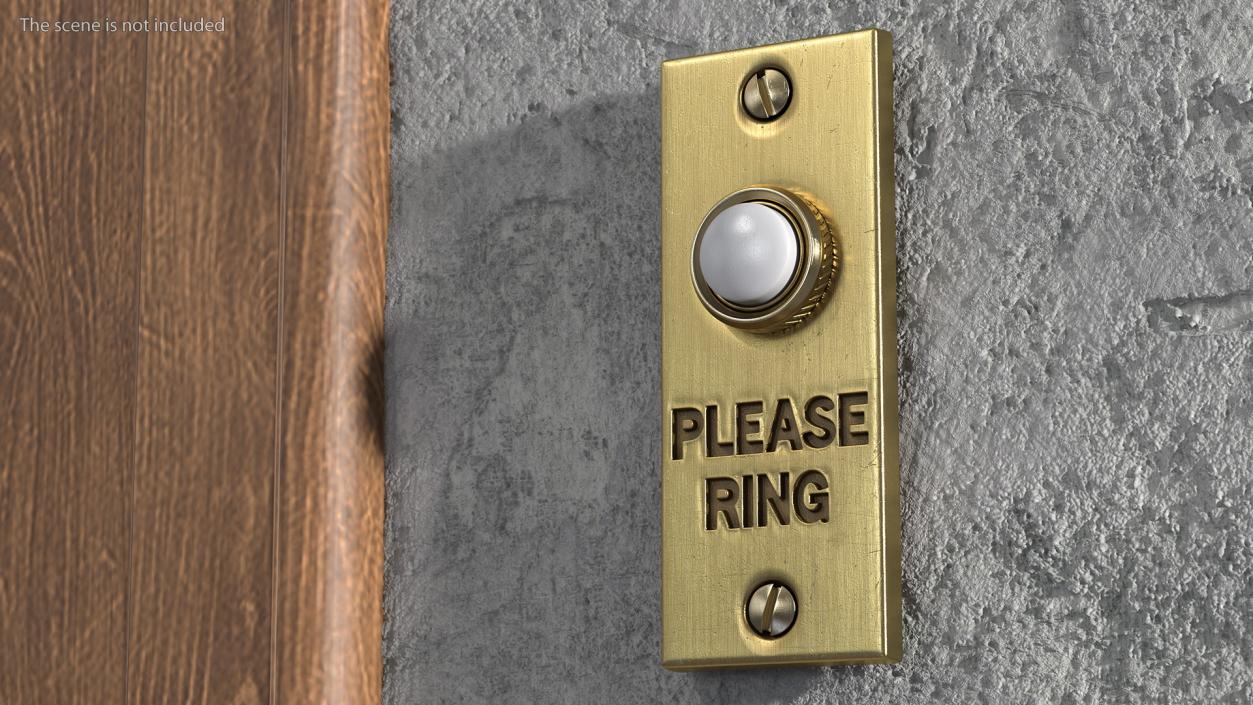 3D model Rectangular Doorbell Gold