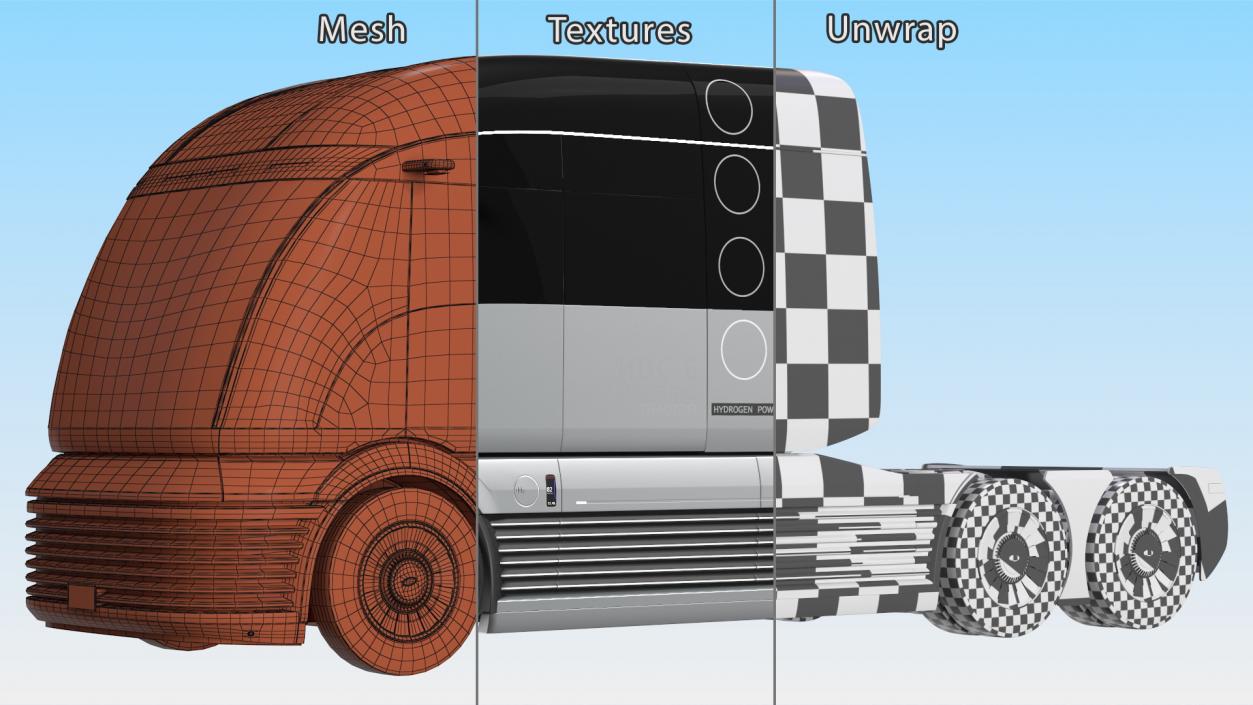 3D model Futuristic Hydrogen Powered Semi Truck Rigged