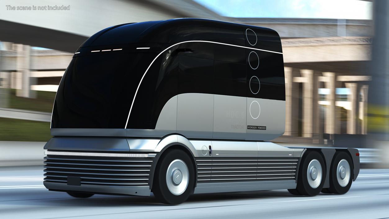 3D model Futuristic Hydrogen Powered Semi Truck Rigged