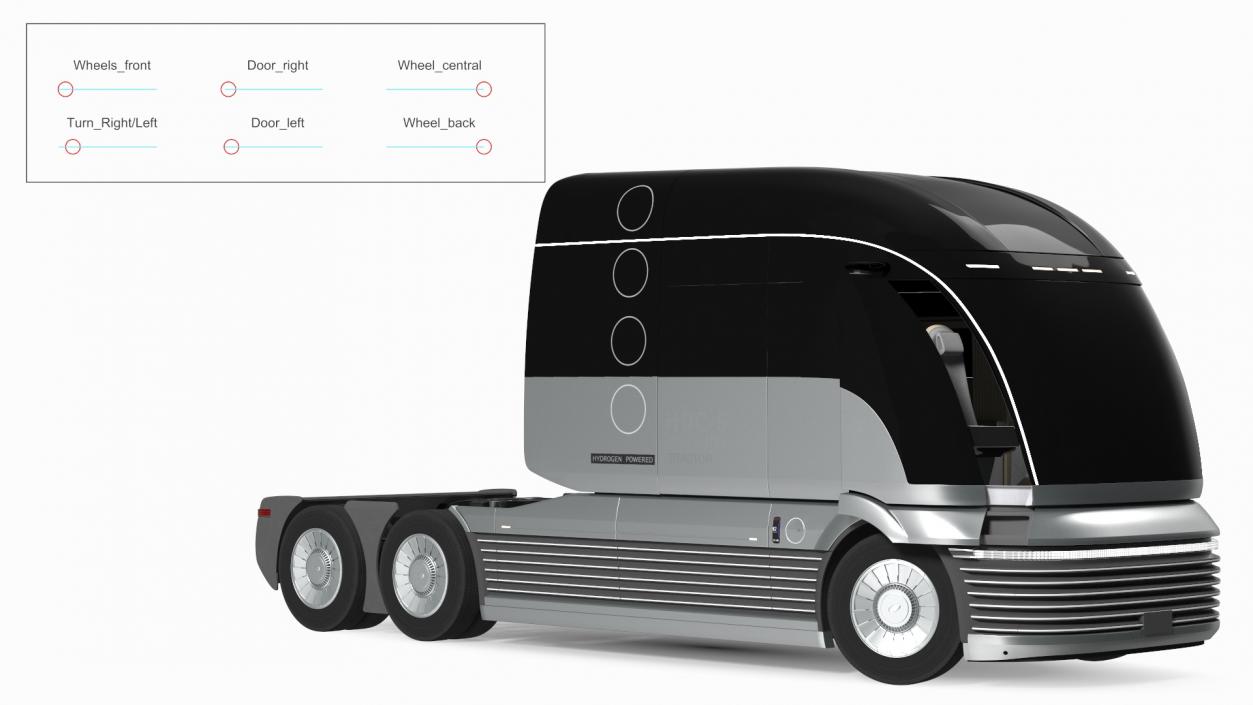 3D model Futuristic Hydrogen Powered Semi Truck Rigged