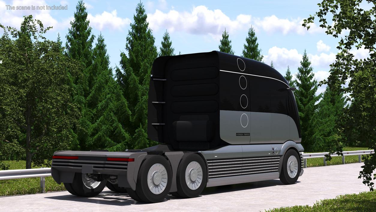 3D model Futuristic Hydrogen Powered Semi Truck Rigged