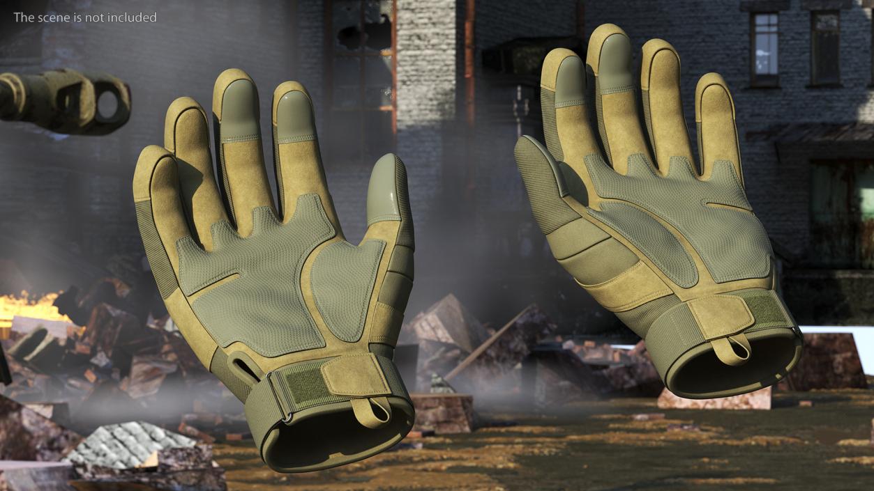 Armor Gloves Khaki Fur 3D