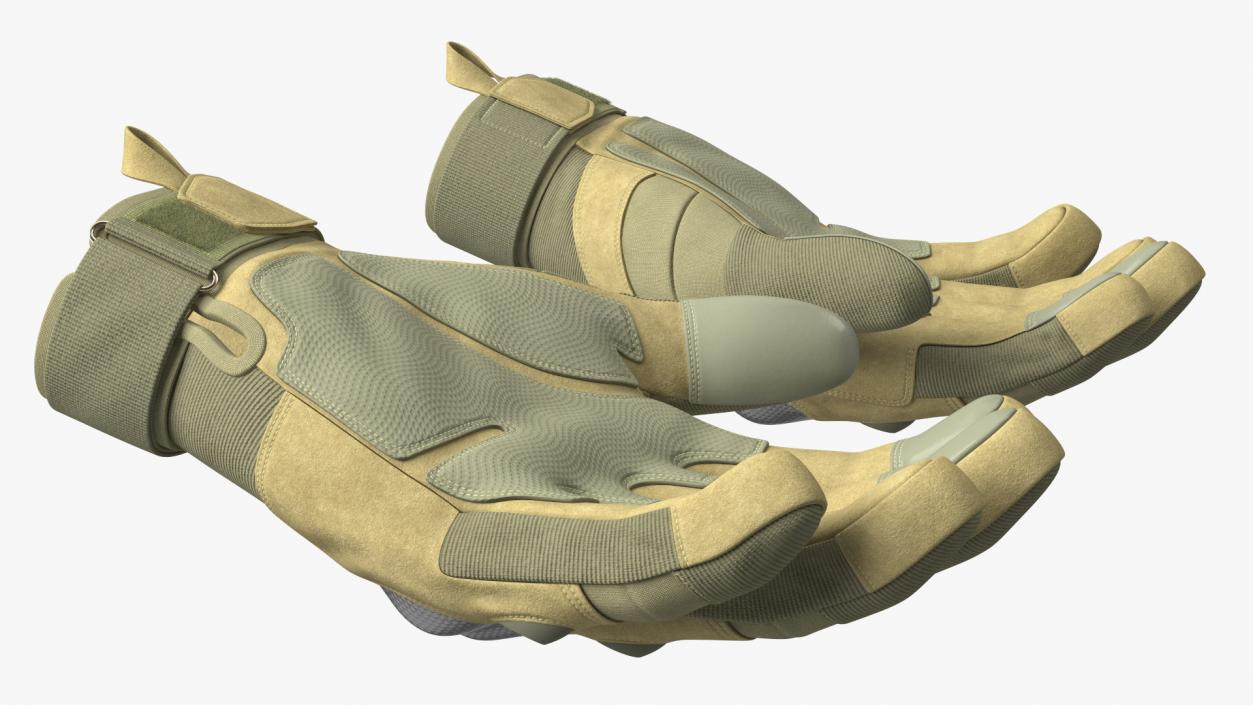 Armor Gloves Khaki Fur 3D