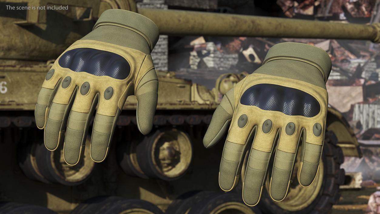 Armor Gloves Khaki Fur 3D