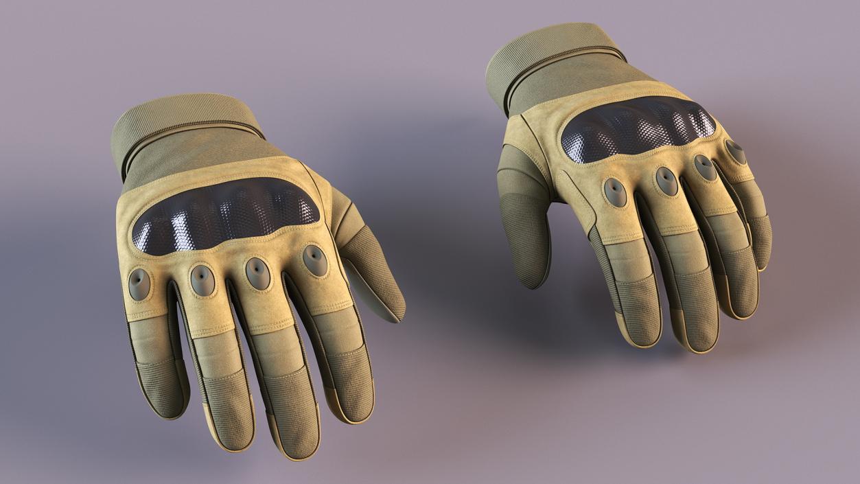 Armor Gloves Khaki Fur 3D