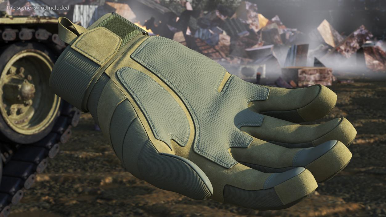 Armor Gloves Khaki Fur 3D