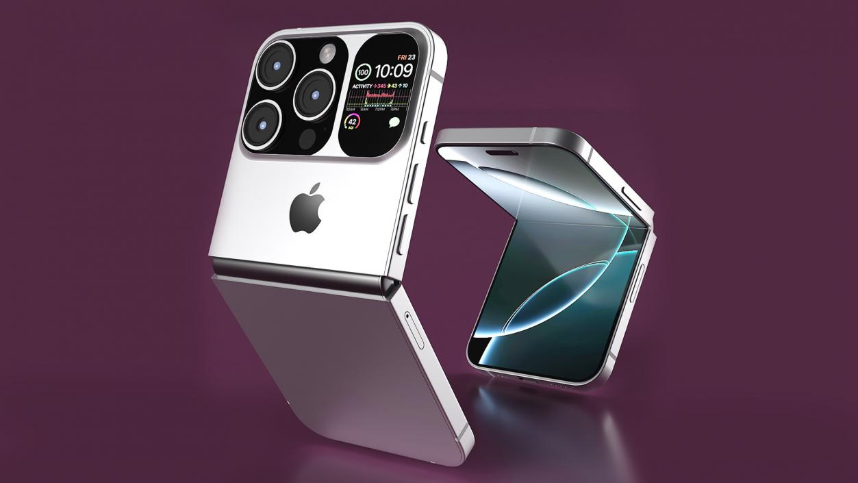 3D model iPhone Flip Pure Silver Rigged