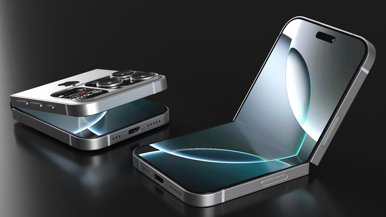 3D model iPhone Flip Pure Silver Rigged