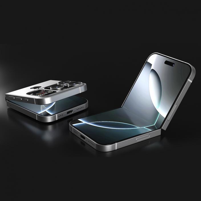 3D model iPhone Flip Pure Silver Rigged