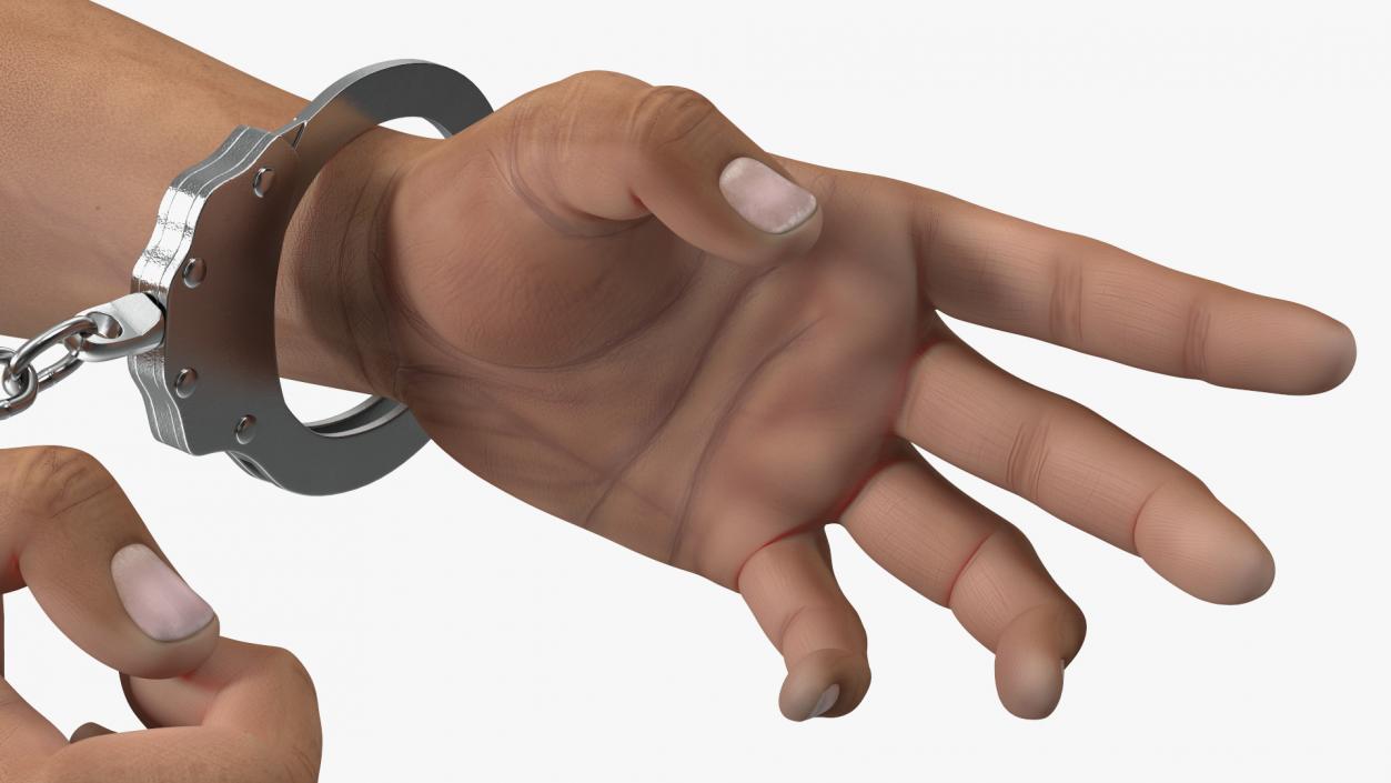 Man Hands with Short Chain Handcuffs(1) 3D model