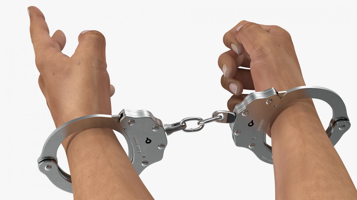 Man Hands with Short Chain Handcuffs(1) 3D model