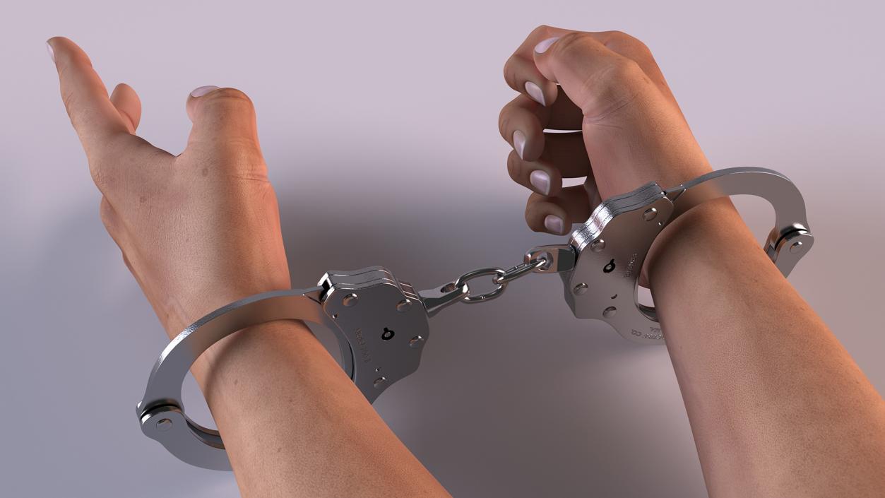 Man Hands with Short Chain Handcuffs(1) 3D model